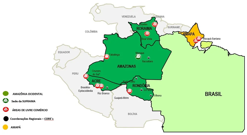 Mapa da Zona Franca de Manaus