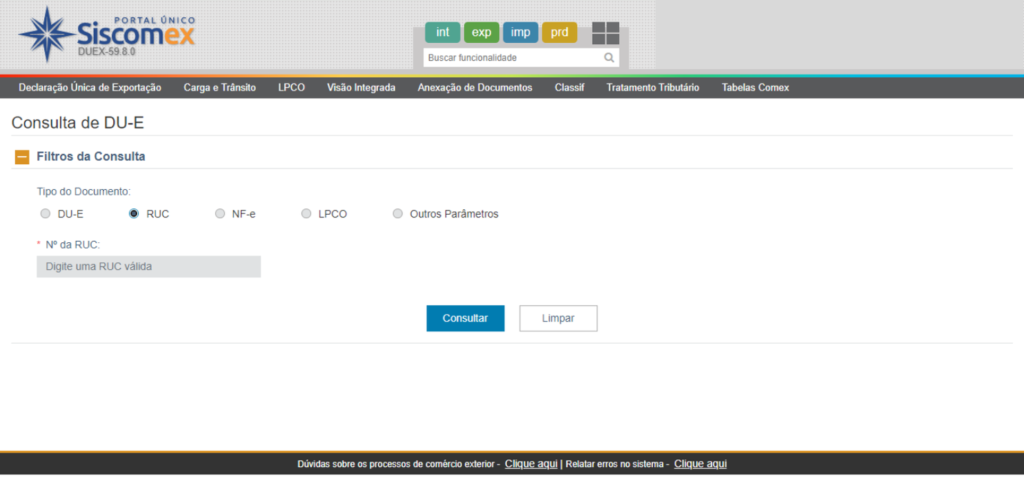 Portal Unico Consultar DU e por RUC