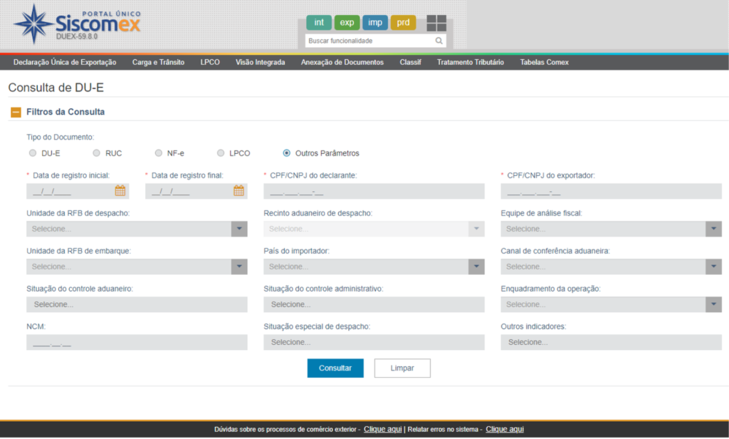 Portal Unico Consultar DU e por outros parametros 1