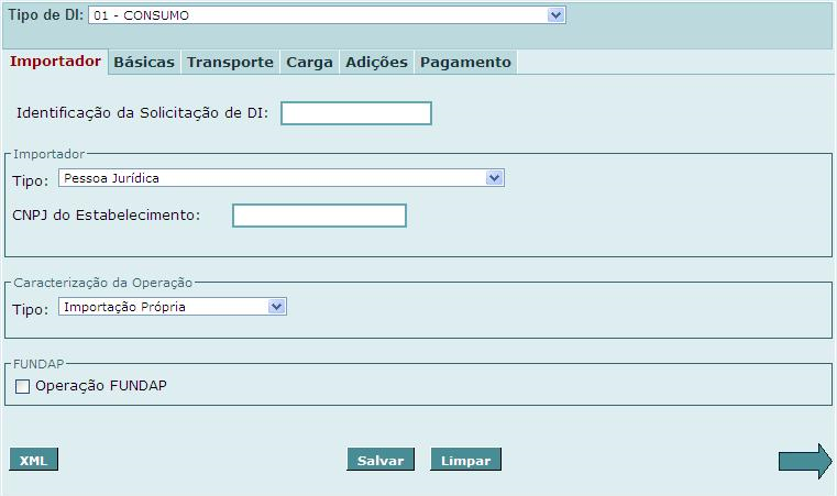 Aba importador declaracao de importacao 1