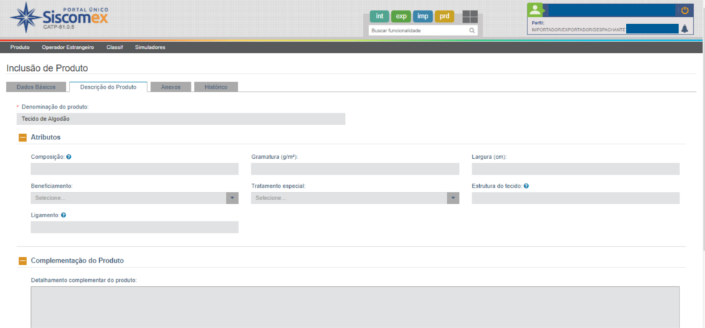 Portal Unico Siscomex Catalogo de Produtos 6