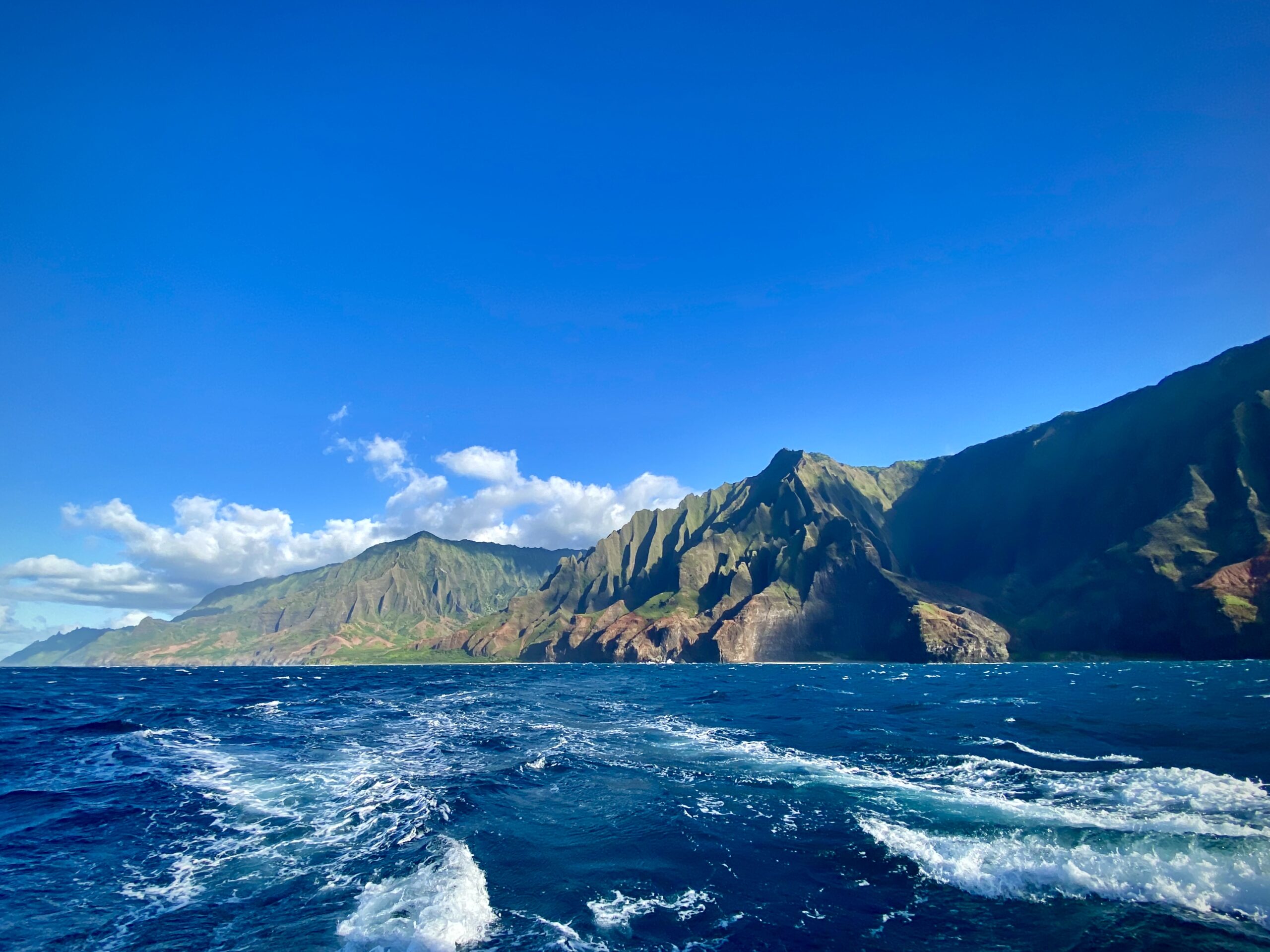 breathtaking view mountain cliffs ocean beautiful blue sky scaled