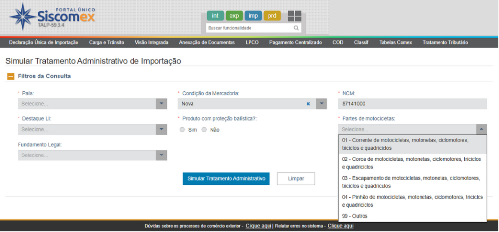 simulacao de tratamento administrativo PUCOMEX 2